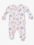 Rodeo Patches- 2 Way Ruffle Back Zipper Bamboo Footsie in Pink