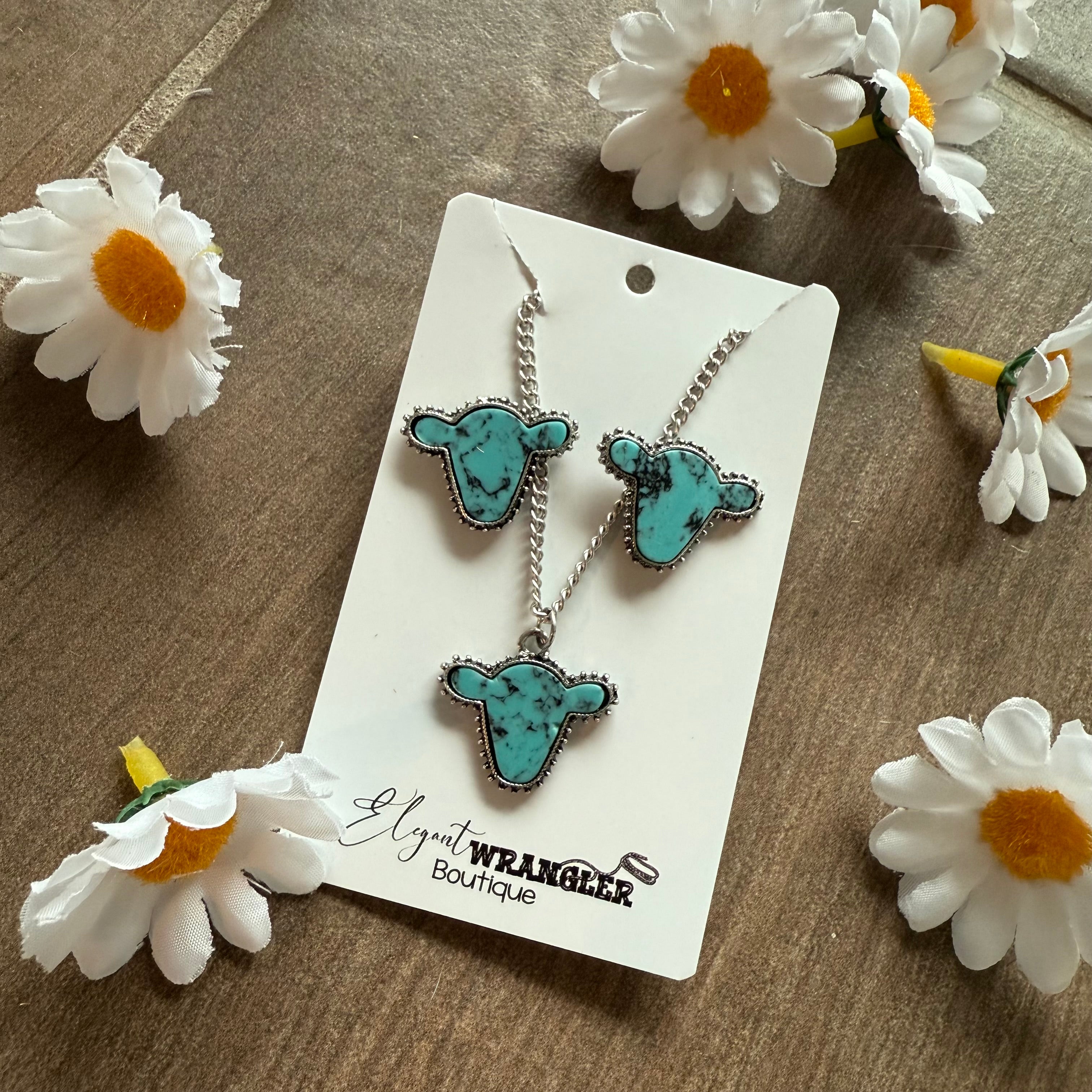 Cow Print Costume Jewelry Necklace and Earring Set