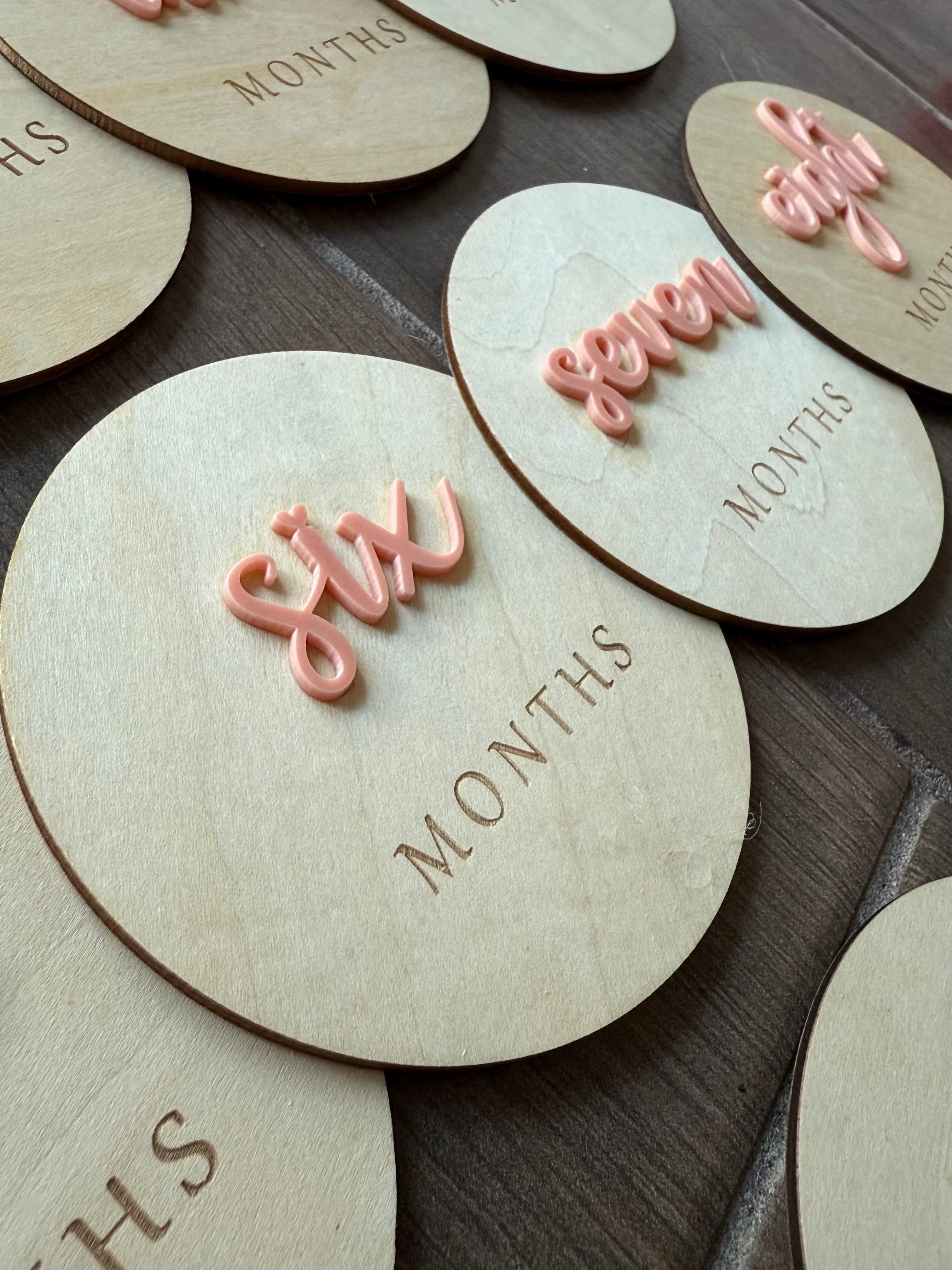 Baby Wooden Acrylic Monthly Milestone First Year Photo Op