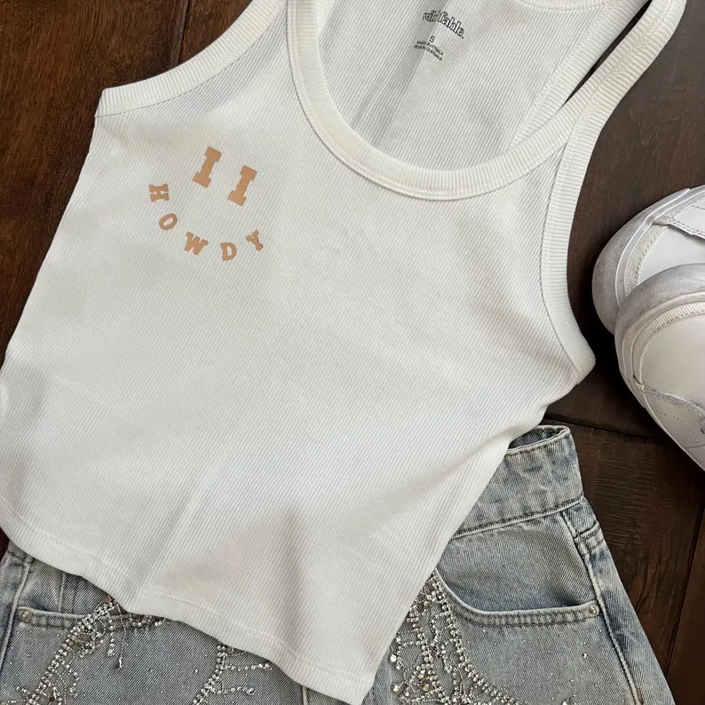 Smile Howdy Semi-Crop Tank