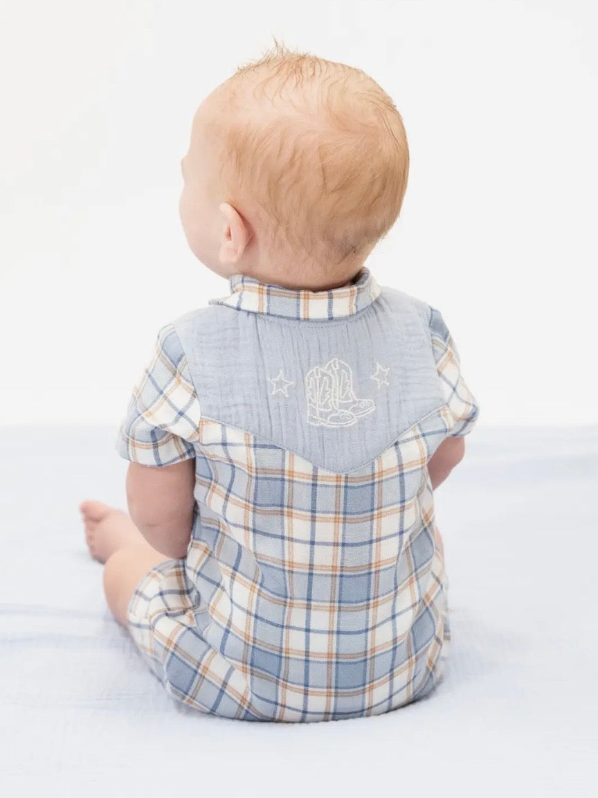 Cowboy Plaid Embroidered Shortie