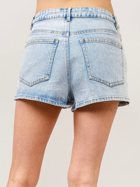 Mid Rise Mini Denim Skort