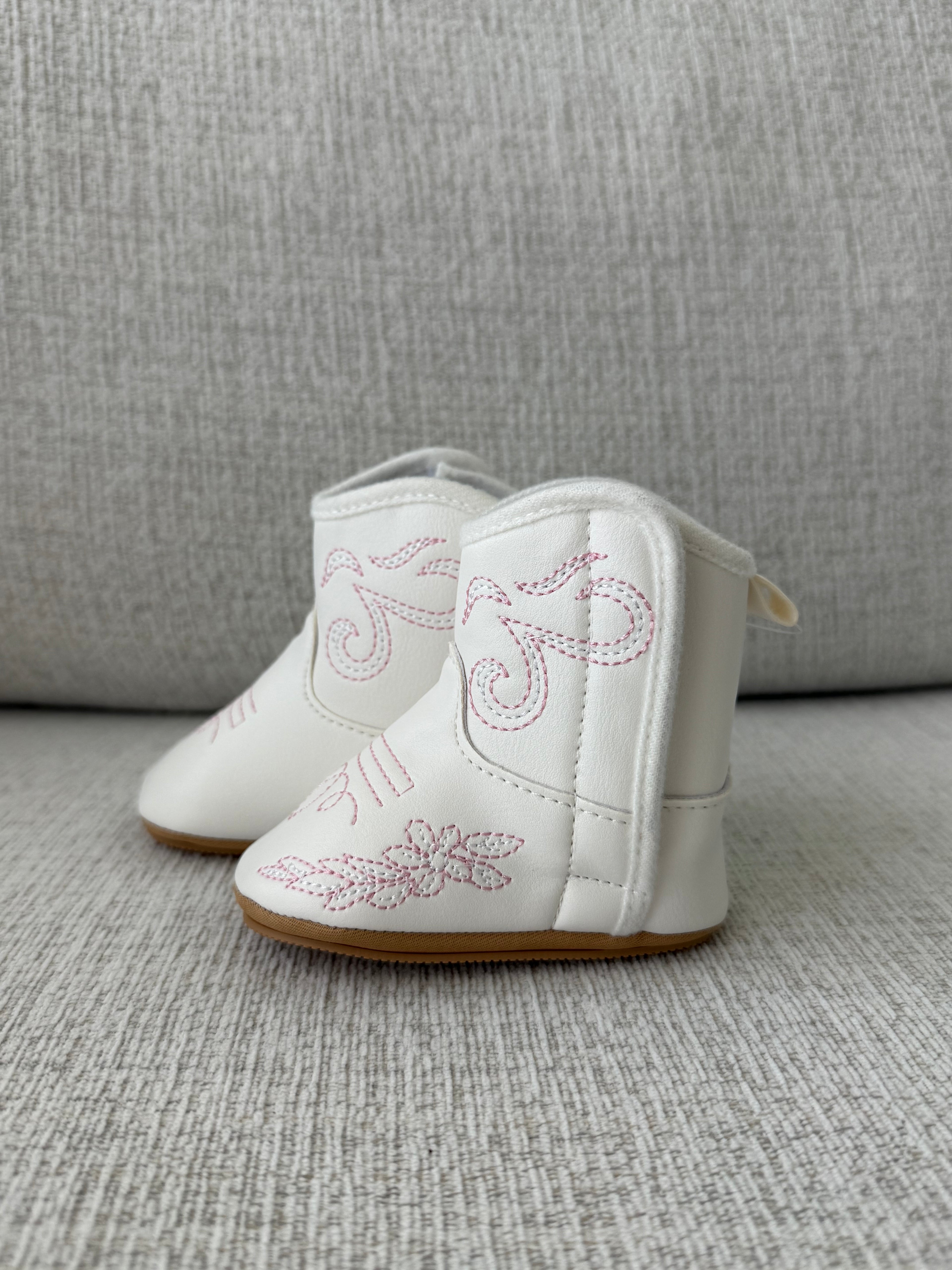 Baby Girl Cowgirl Boots- White