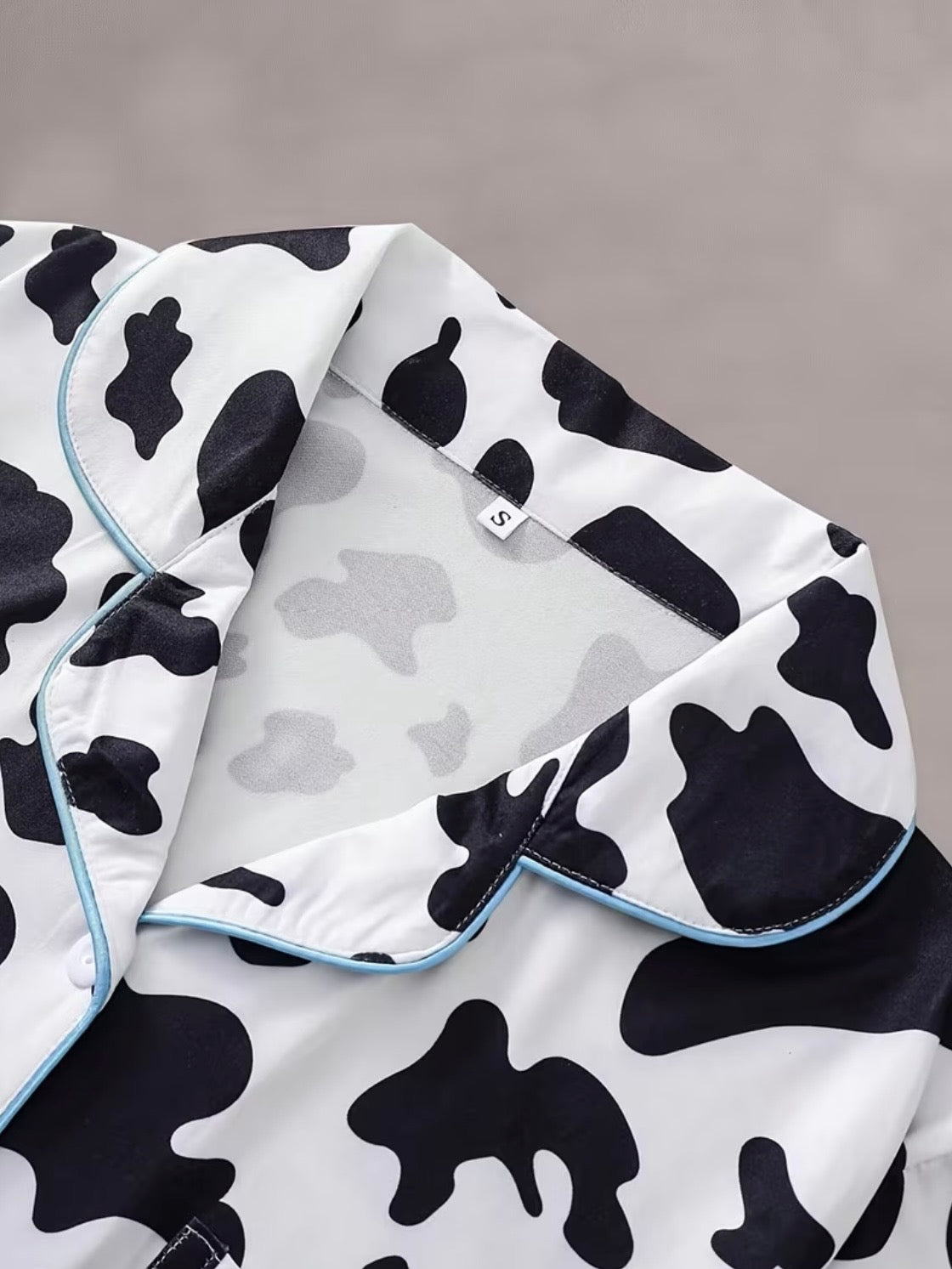 Black Cow Print Pajamas