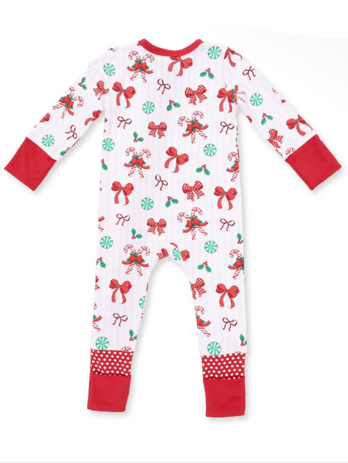 Bows & Candy Canes - Convertible Romper Pajamas
