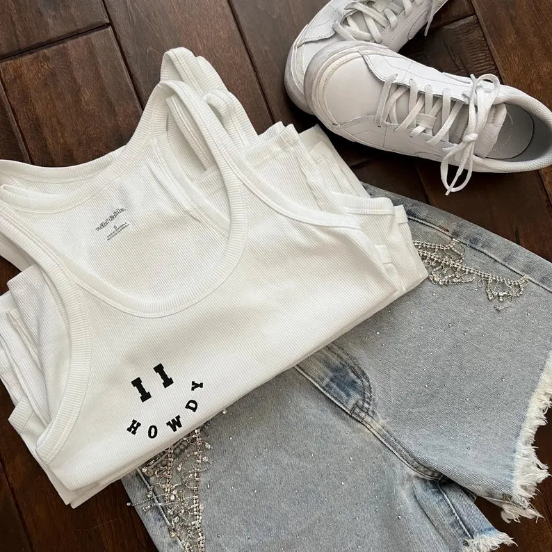 Smile Howdy Semi-Crop Tank