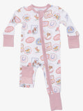Rodeo Patches- Fold Over Zip Bamboo Footsie Pajama in Pink
