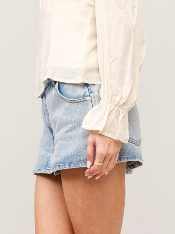 Mid Rise Mini Denim Skort