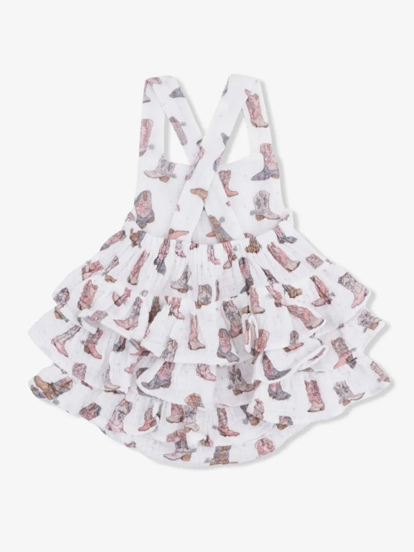 Cowgirl Boots- Ruffle Sunsuit Romper Dress