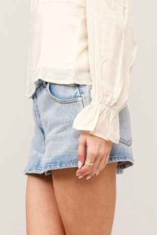 Mid Rise Mini Denim Skort