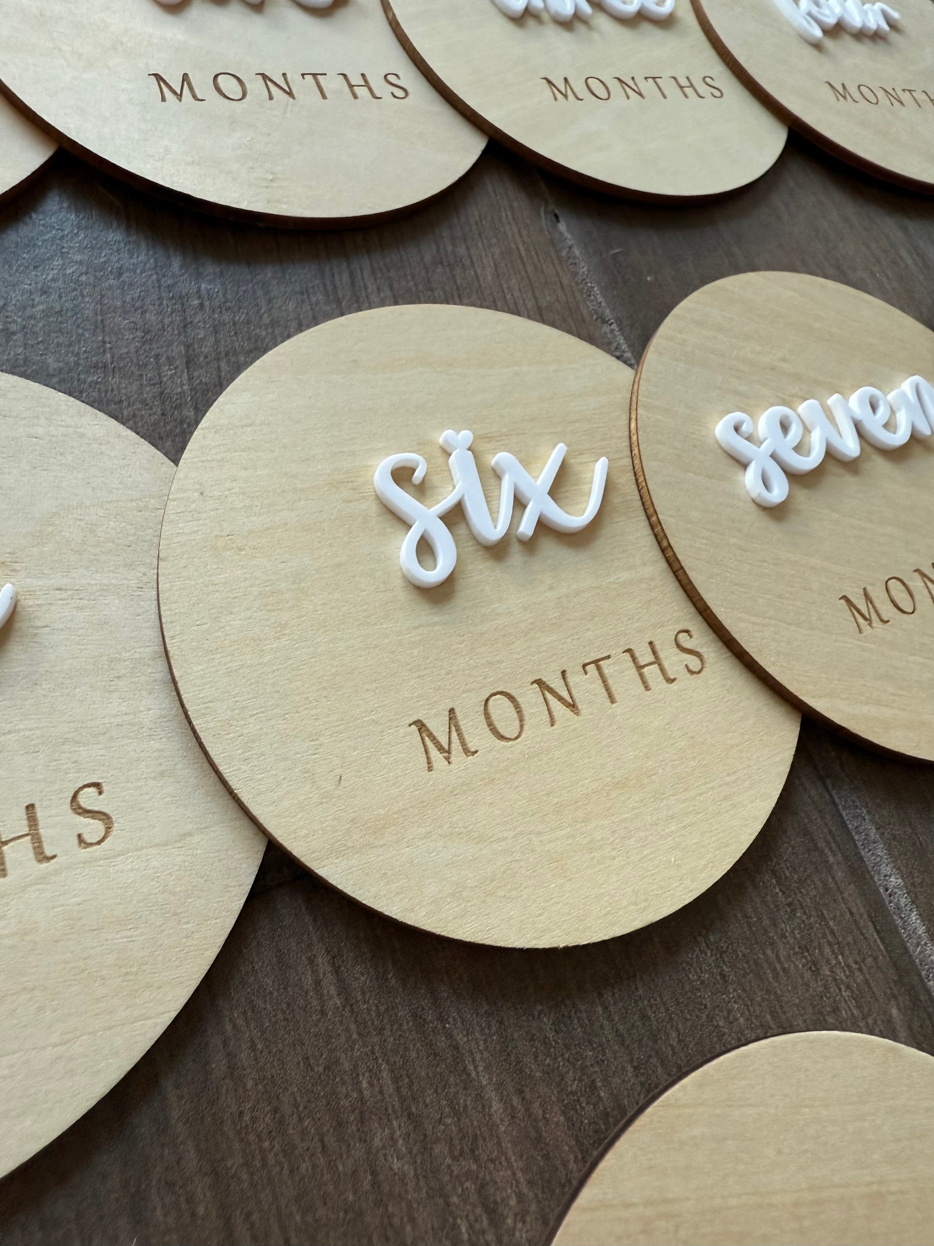 Baby Wooden Acrylic Monthly Milestone First Year Photo Op