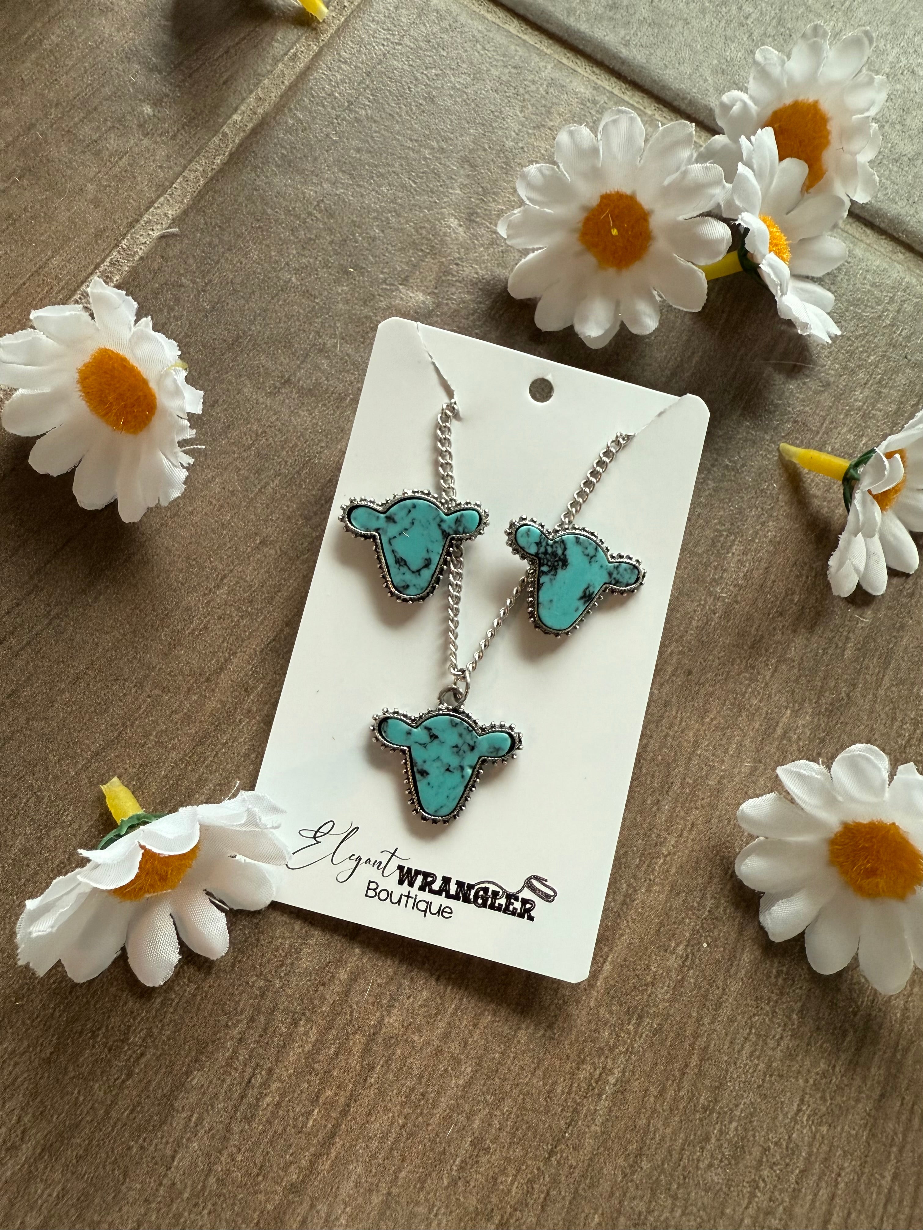 Cow Print Costume Jewelry Necklace and Earring Set