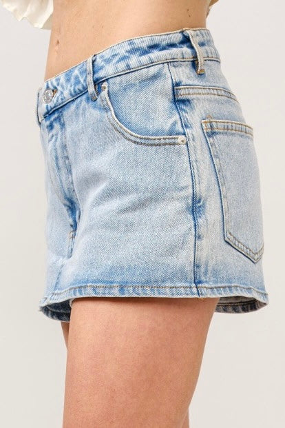 Mid Rise Mini Denim Skort