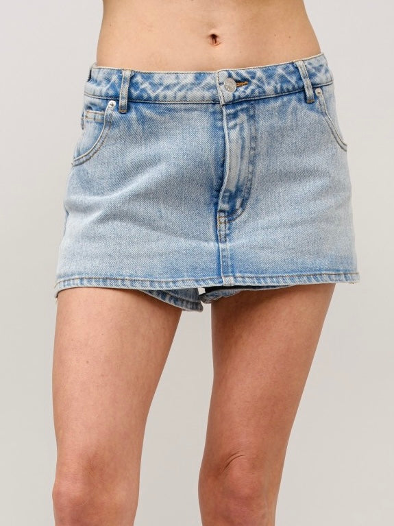 Mid Rise Mini Denim Skort
