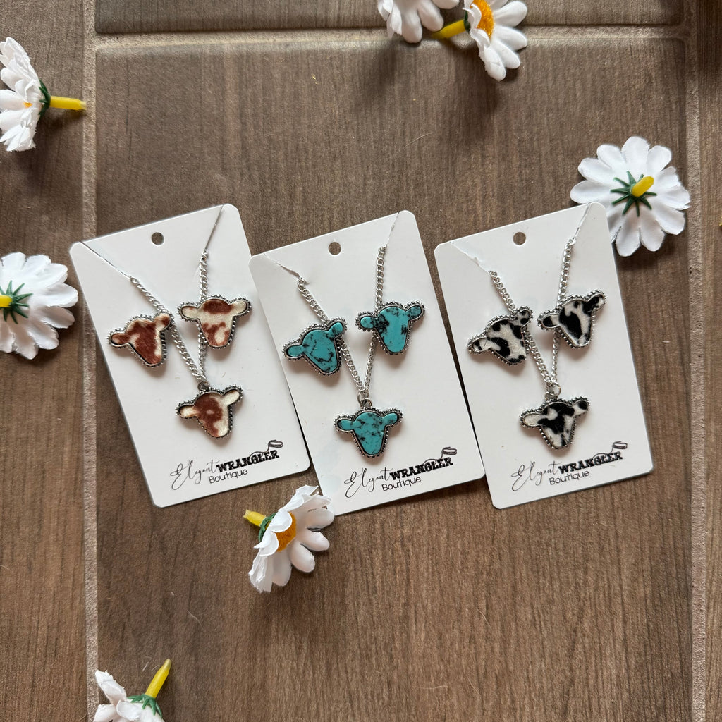 Cow Print Costume Jewelry Necklace and Earring Set