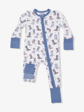 Cowboy Boots- Fold Over Zip Bamboo Footsie Pajama- Blue