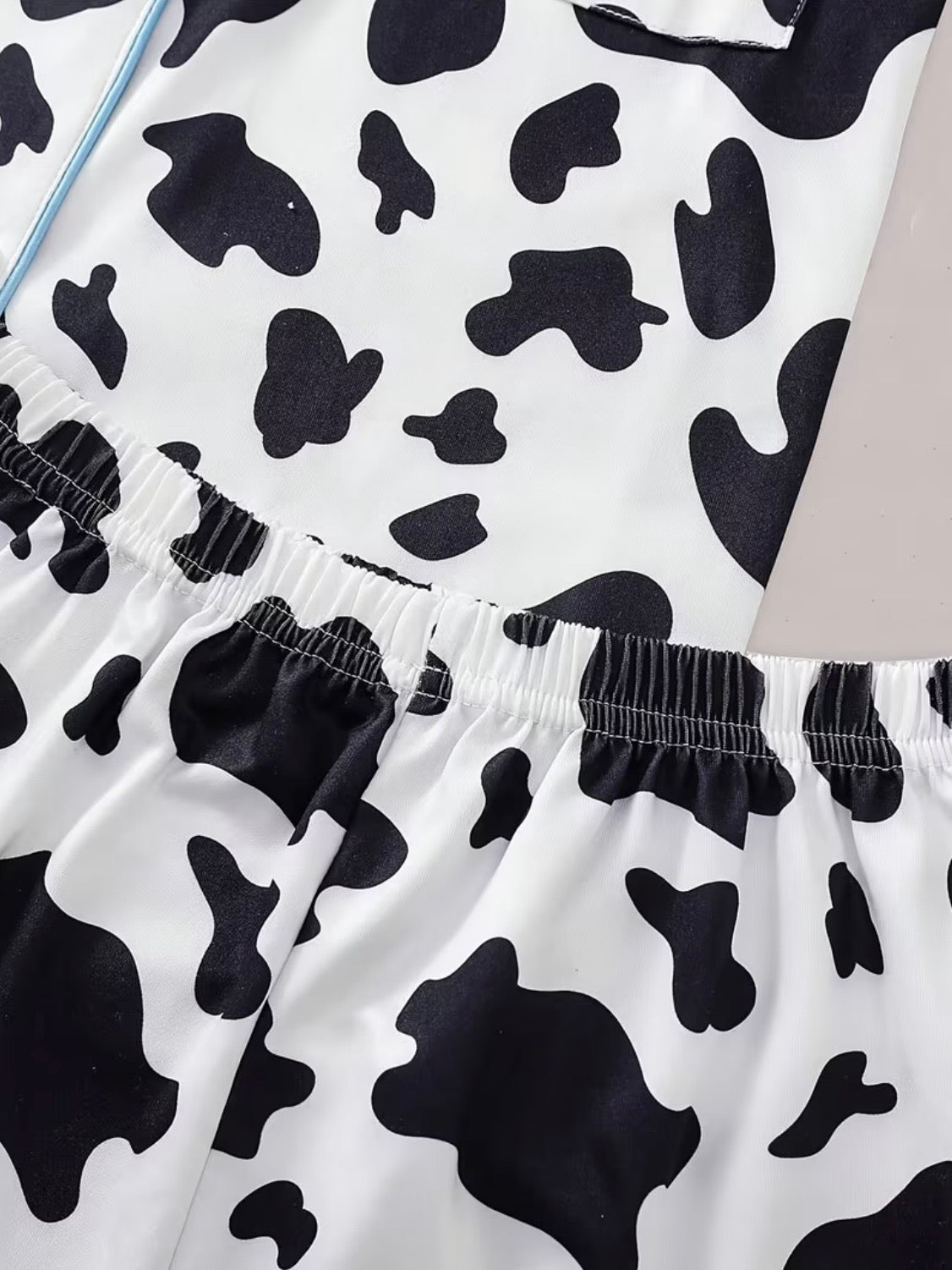 Black Cow Print Pajamas