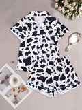 Black Cow Print Pajamas