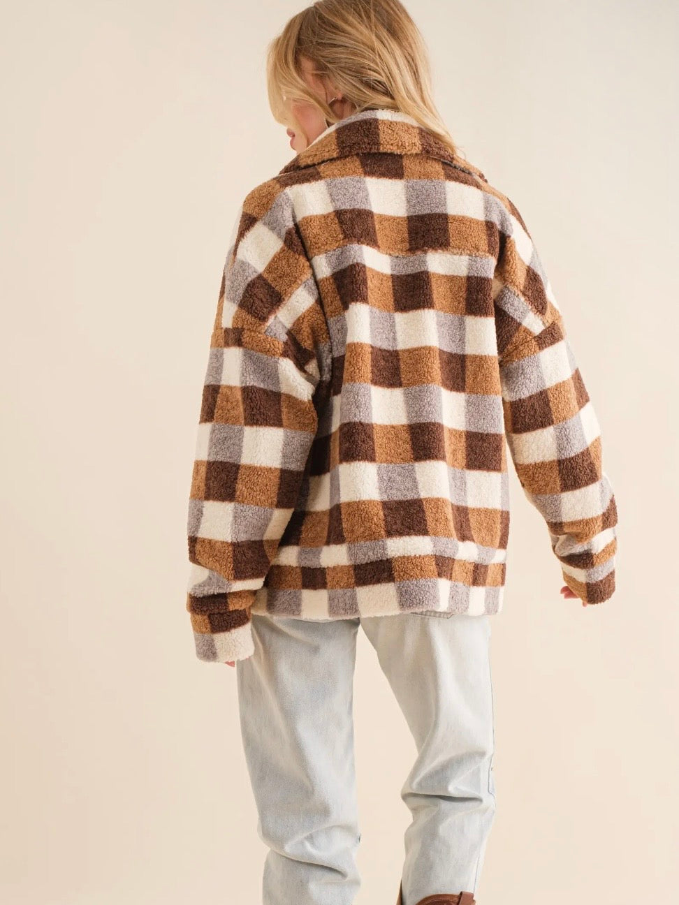 Checkered Teddy Flannel- Oversized Jacket