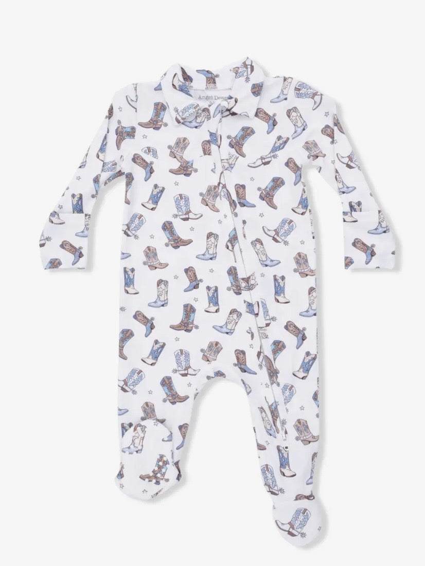 Cowboy Boots- Polo Zip Bamboo Footsie Pajama