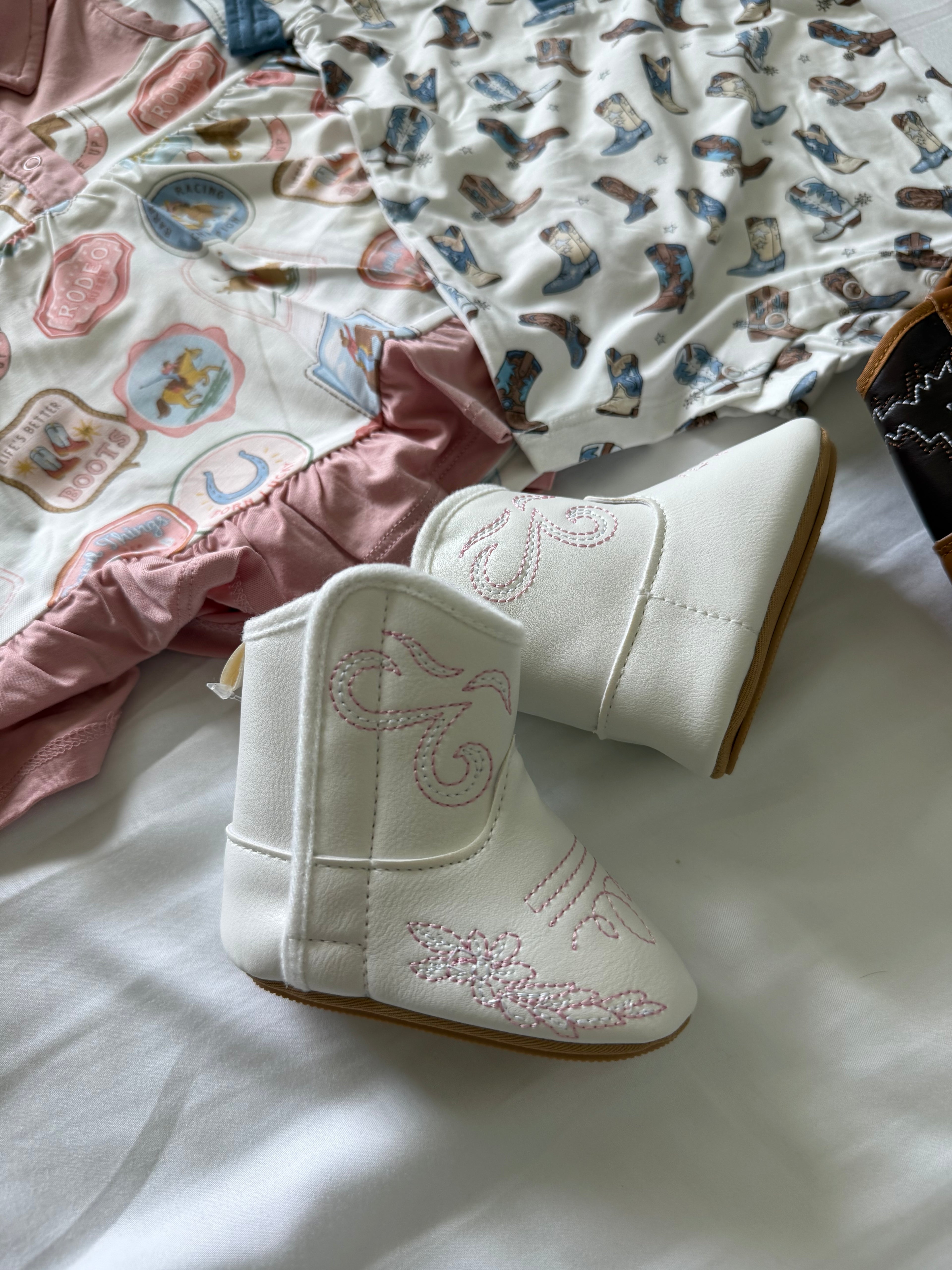 Baby Girl Cowgirl Boots- White