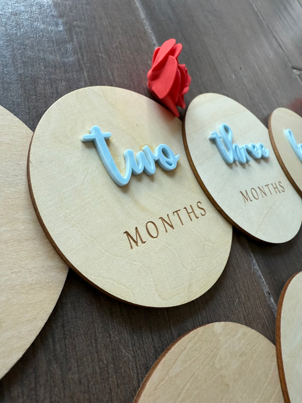Baby Wooden Acrylic Monthly Milestone First Year Photo Op