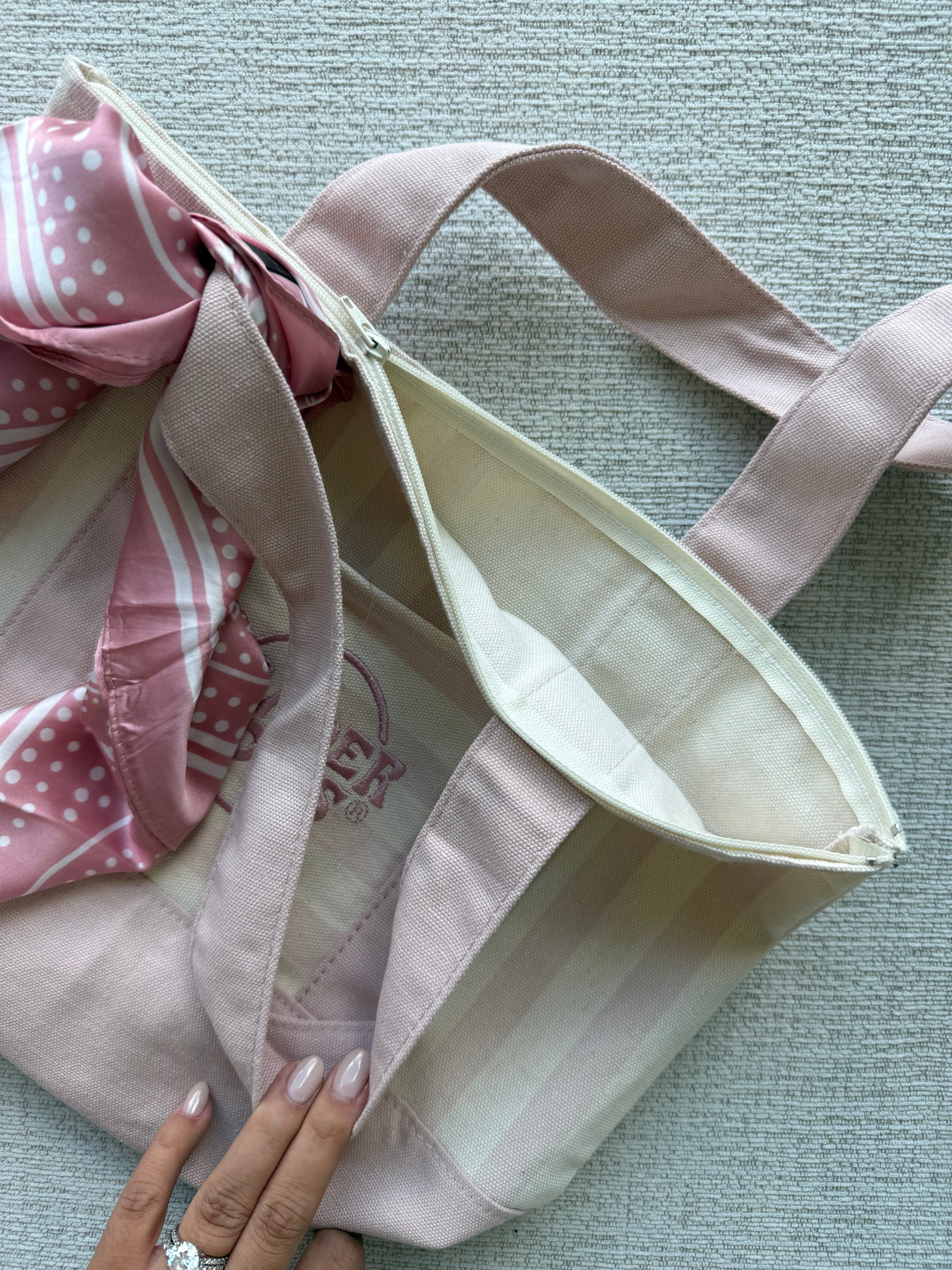 Trader Joe’s Mini Canvas Stripped Tote Bag Customized with Zipper