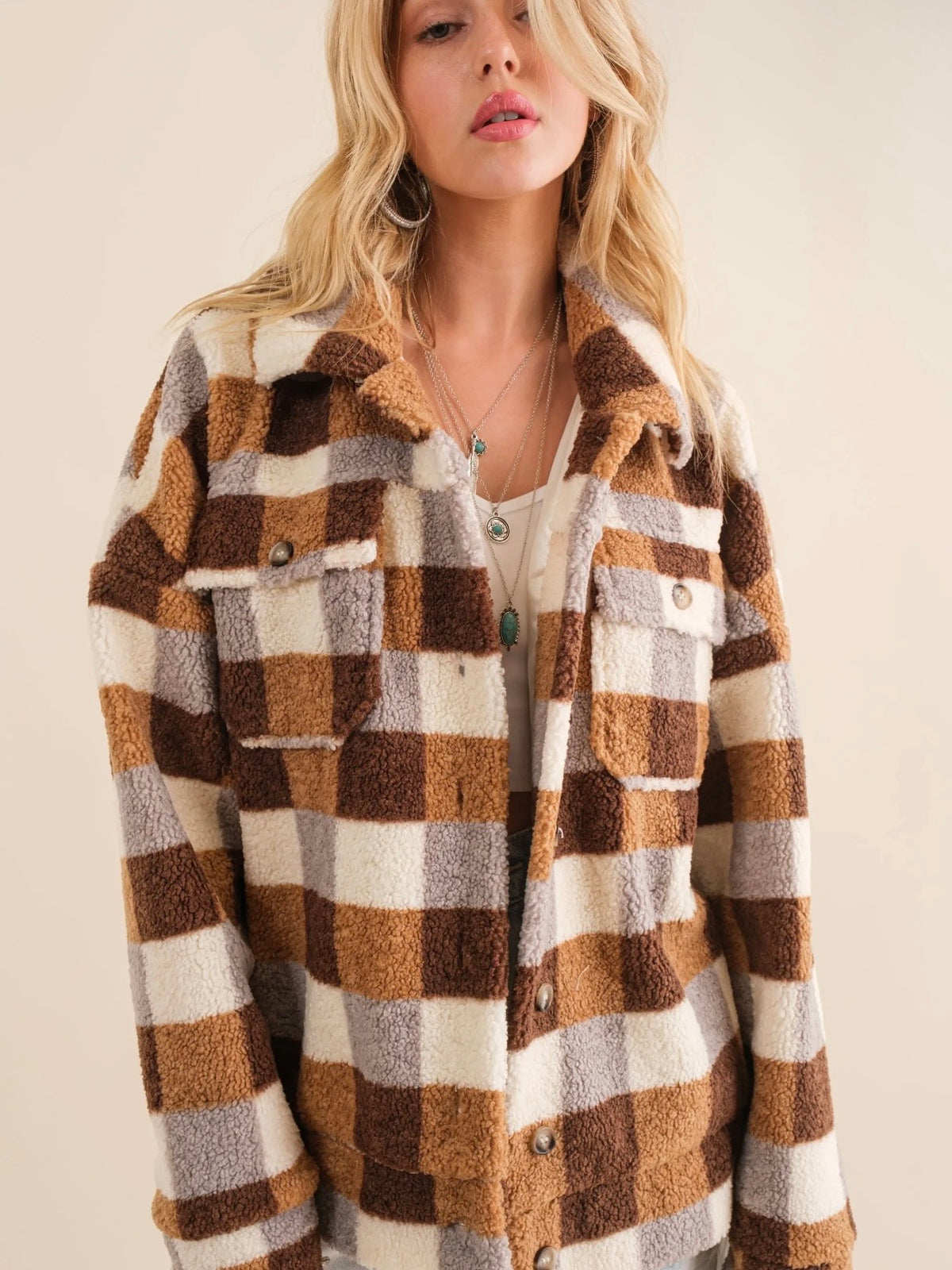 Checkered Teddy Flannel- Oversized Jacket