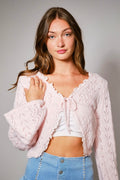 Crop Knitted Wide Sleeve Cardigan