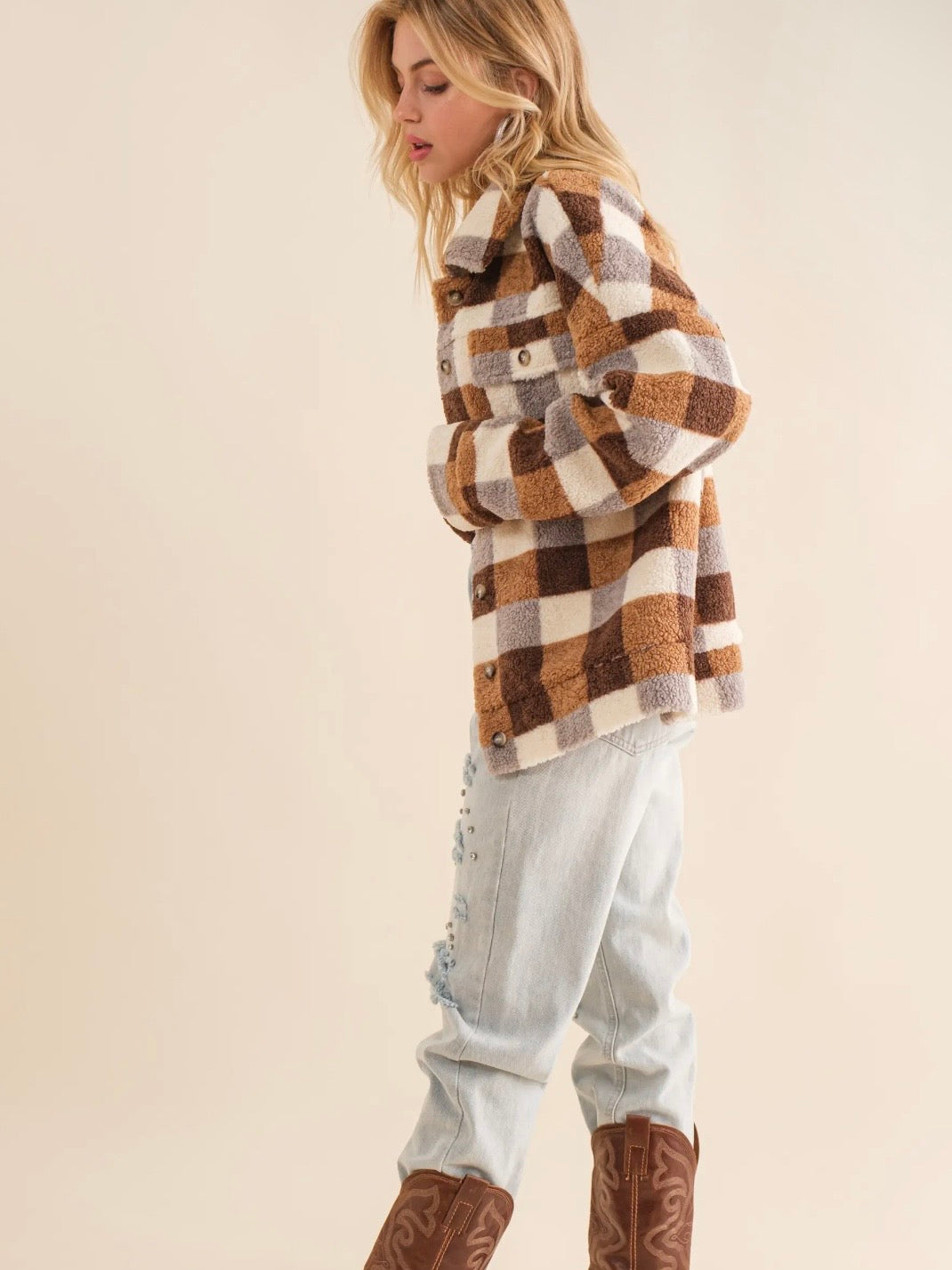 Checkered Teddy Flannel- Oversized Jacket