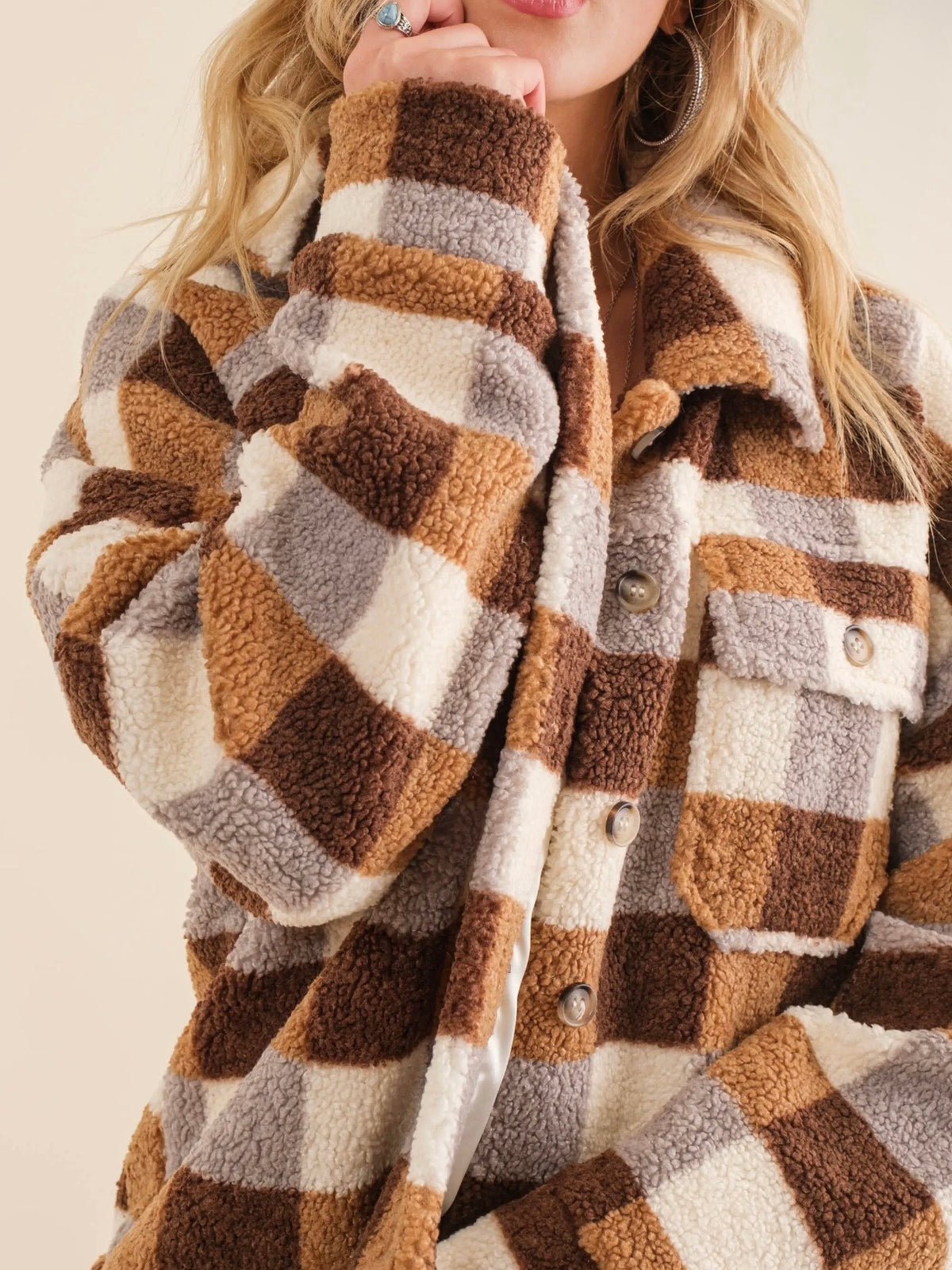 Checkered Teddy Flannel- Oversized Jacket