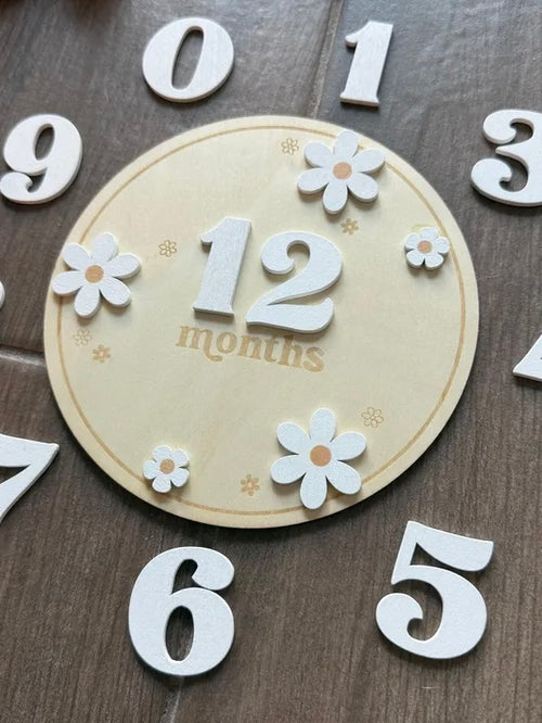 Baby Girl Wooden Flower Monthly Milestone First Year Photo Op