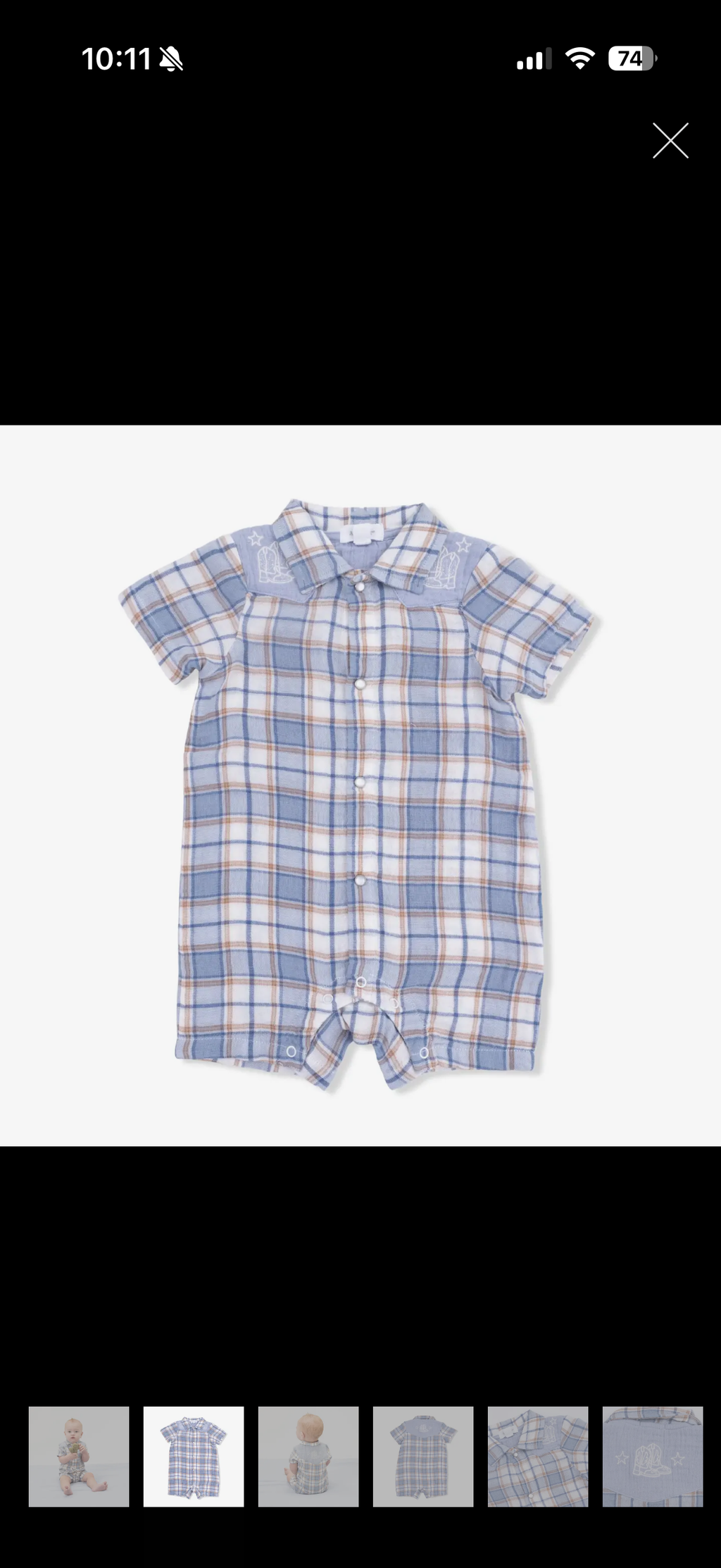 Cowboy Plaid Embroidered Shortie