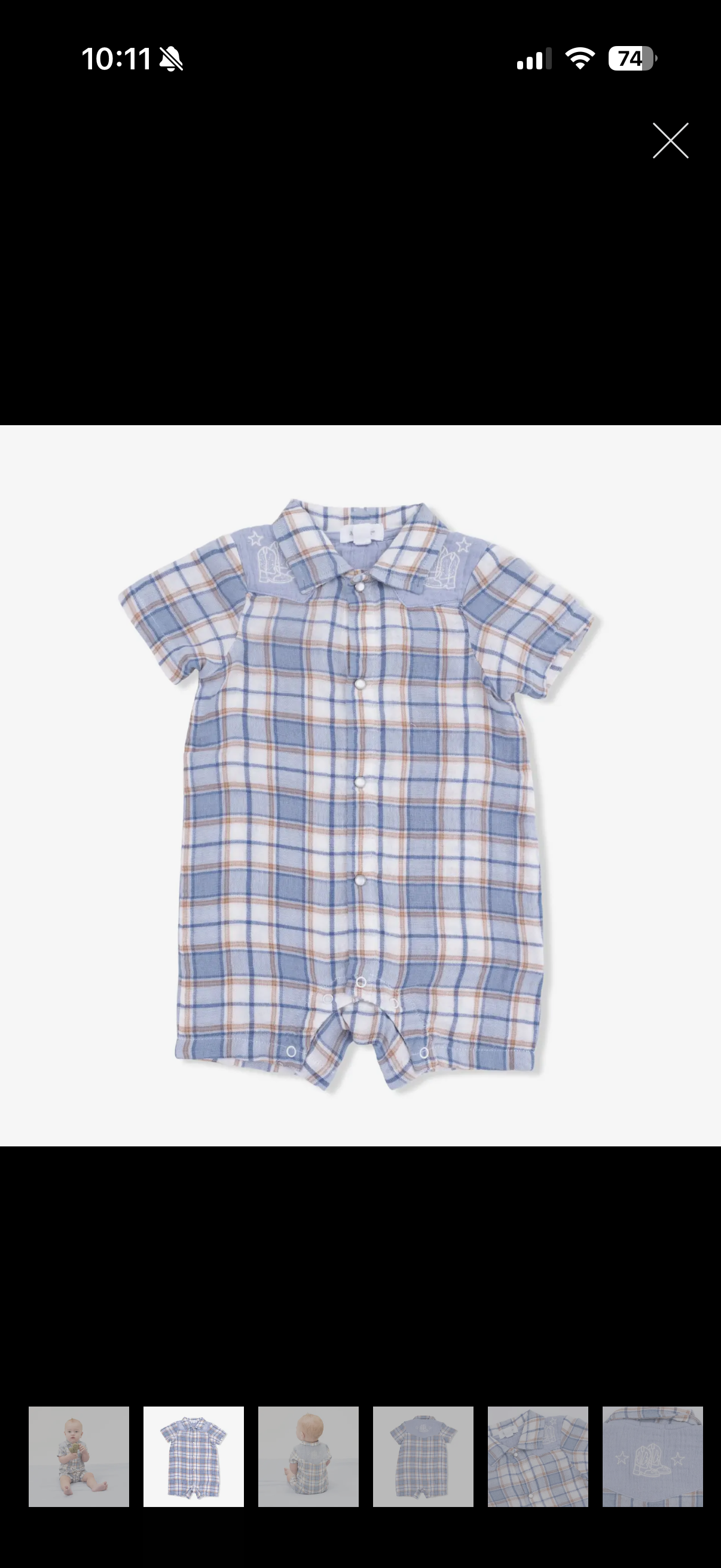 Cowboy Plaid Embroidered Shortie