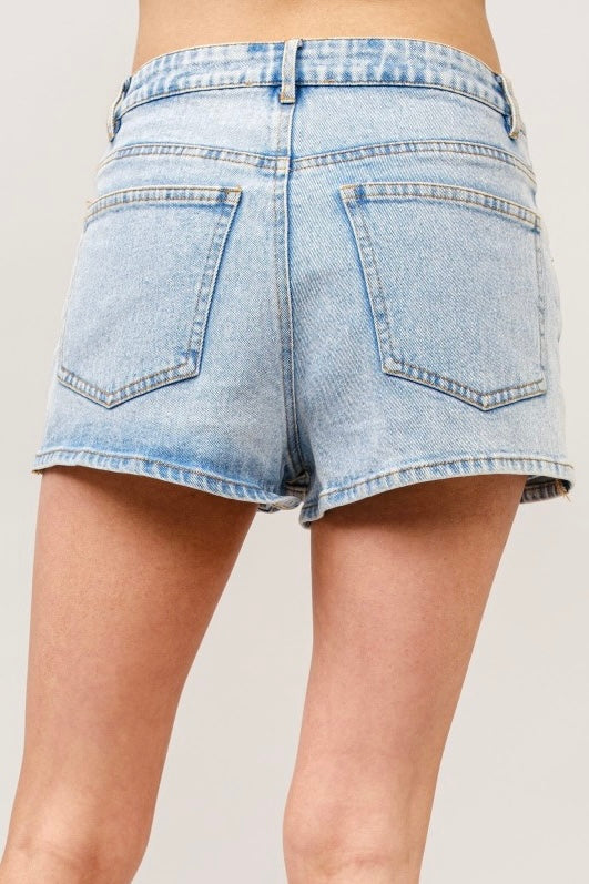 Mid Rise Mini Denim Skort